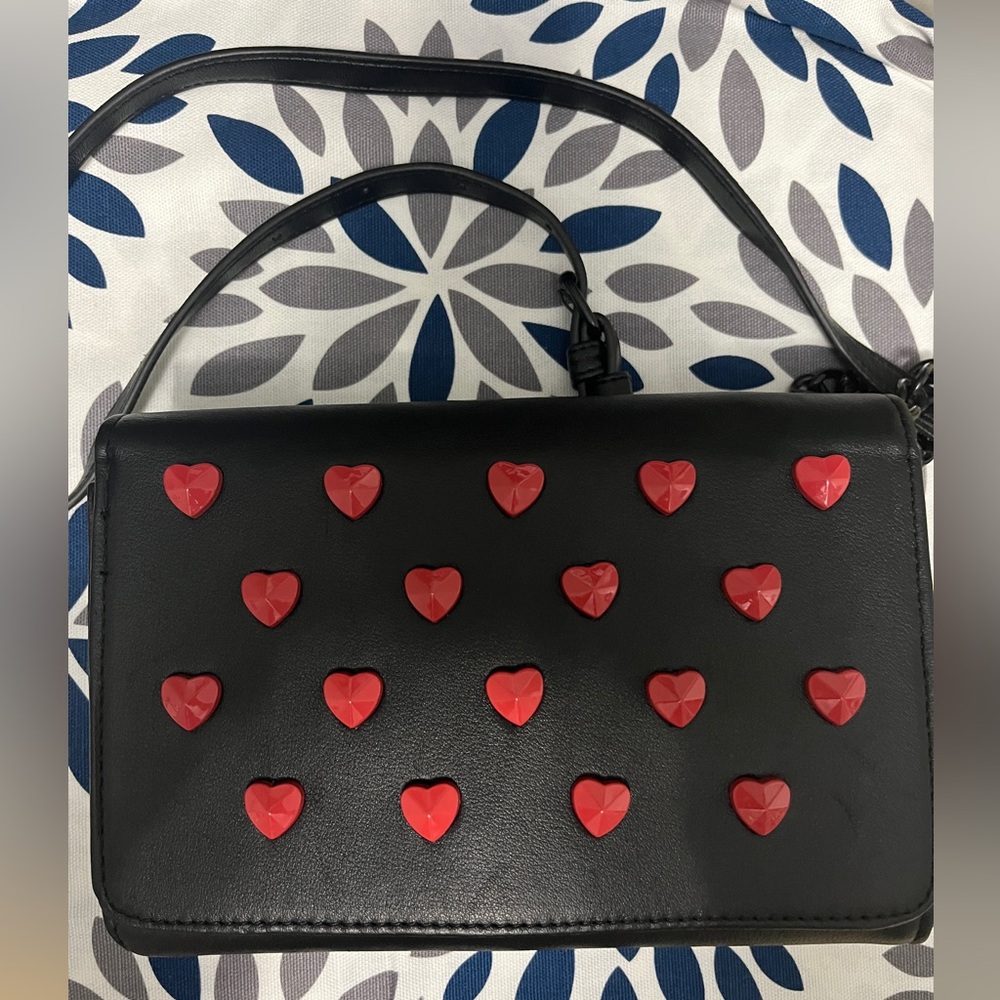 Betsey Johnson Red and Black Heart Crossbody Bag